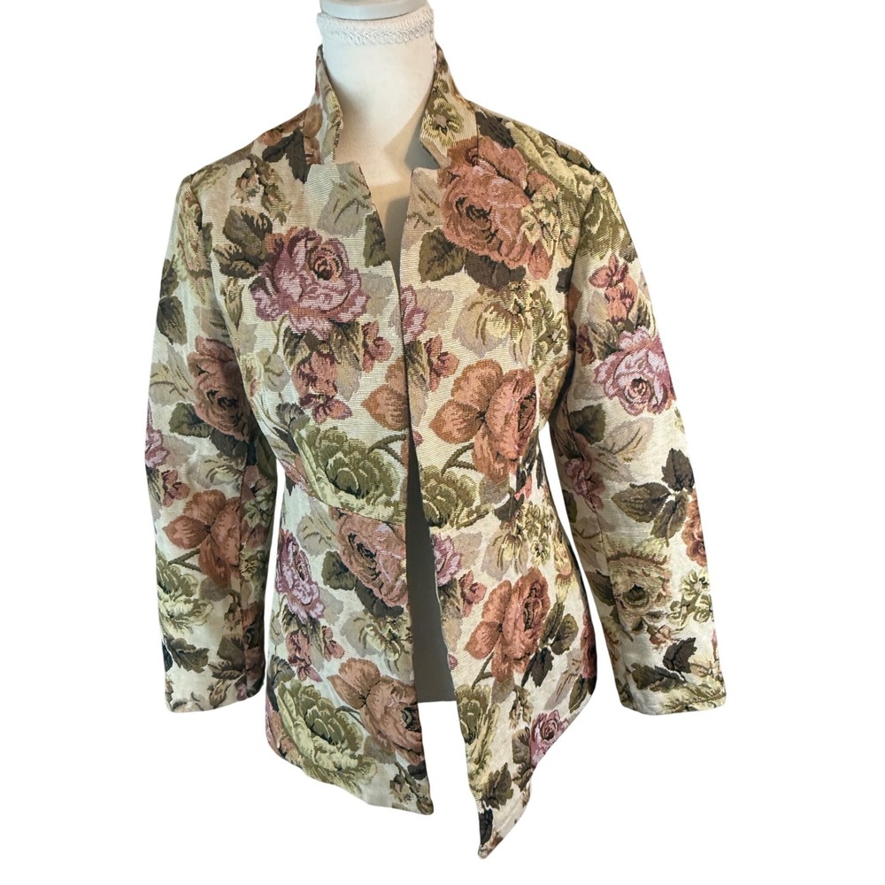 Vintage inspired Floral Tapestry Blazer Jacket • Grandmacore Cottagecore •